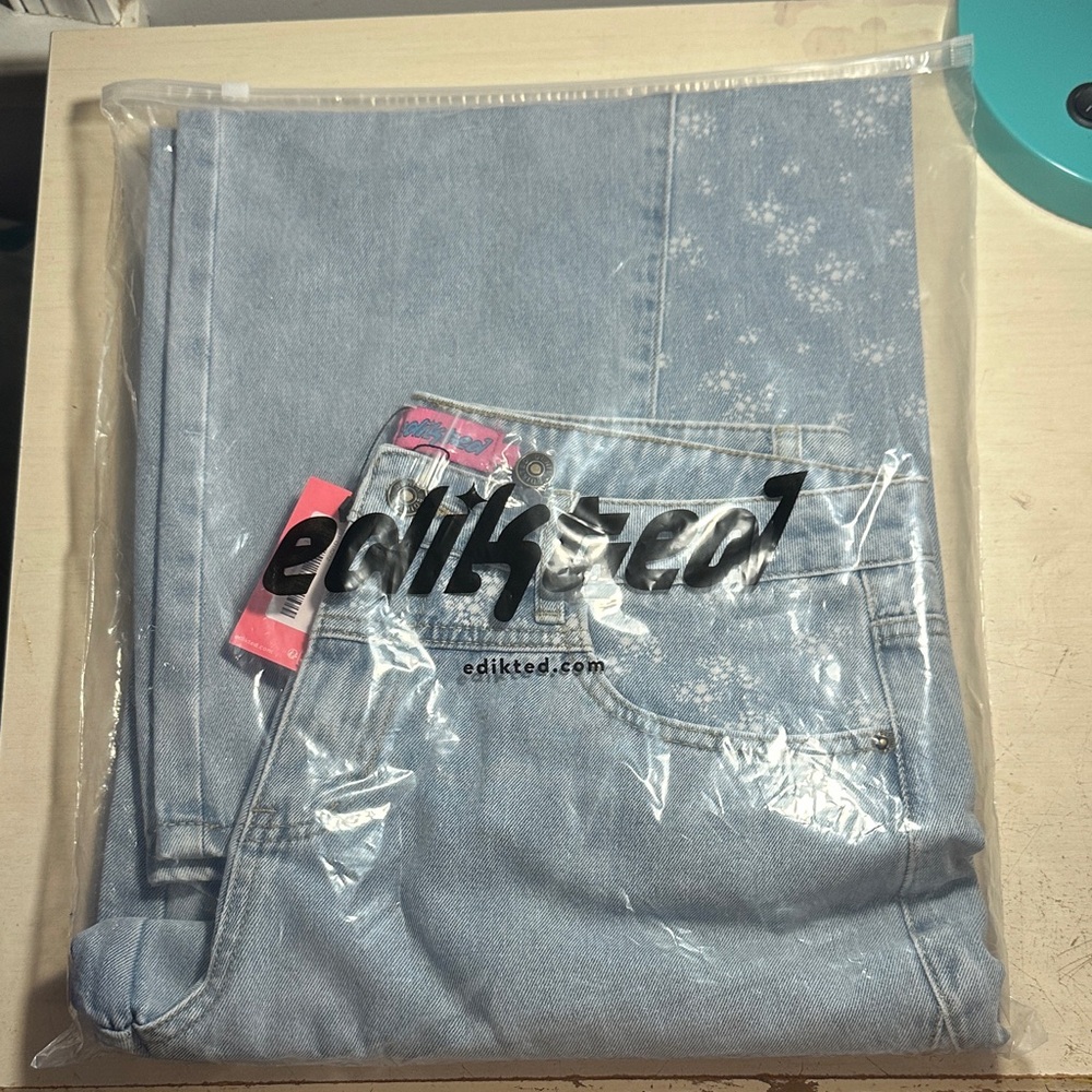Edikted Sky Blue Denim Pants Size Large